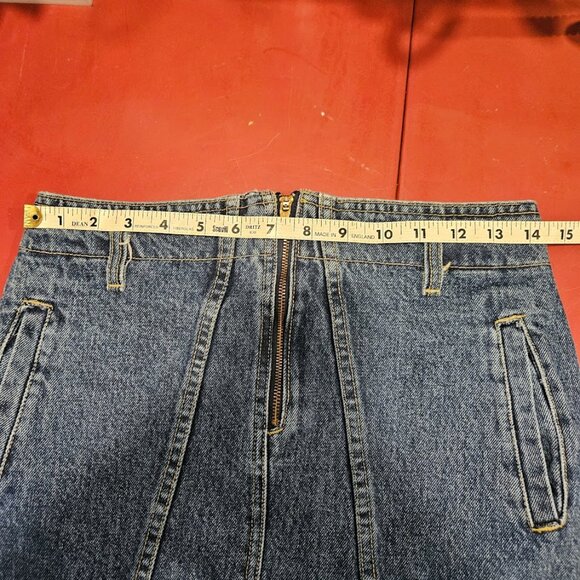 80's Georges Marciano Guess Denim Jean Skirt Side Bottom Zippers Med Wash Size 2 - Picture 14 of 16